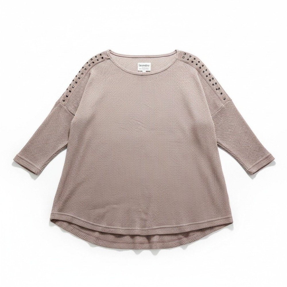 New York Laundry Womens XL Mauve Pink Ribbed Studded Tunic Top Boho Casual Cozy
